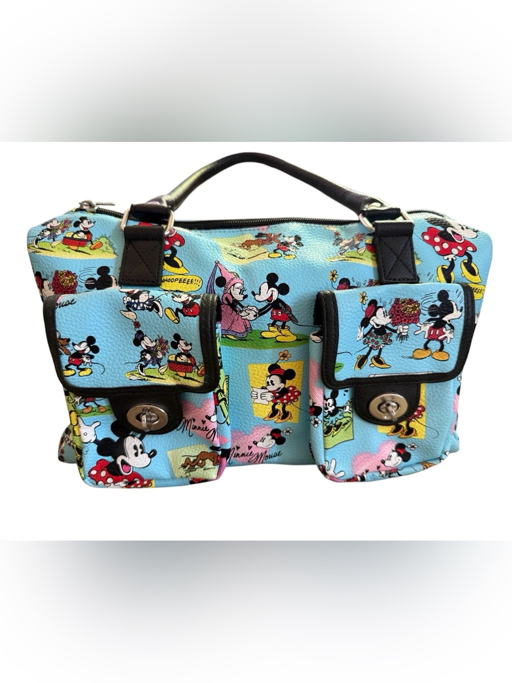 Disney Minnie & Mickey Patterned Light Blue Women's Satchel from Witch’s Estate